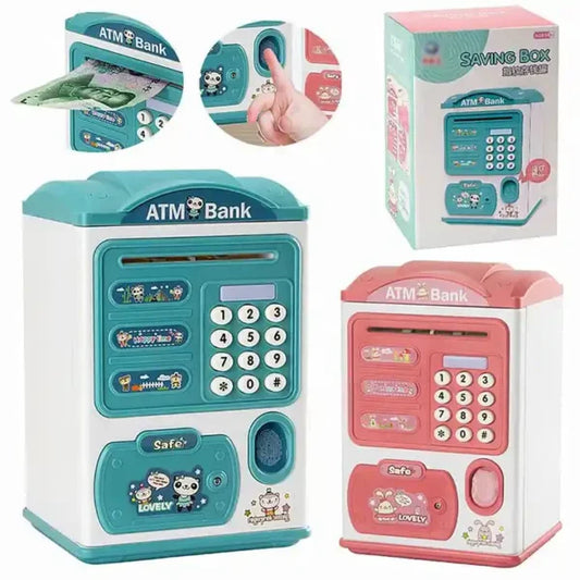 Piggy Bank Atm Children Saving Money Box With Password And Fingerprint (random Color)