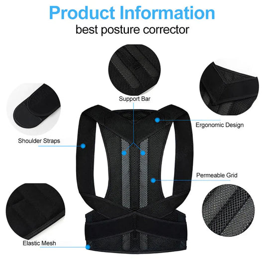 Breathable Back Posture Corrector – Adjustable Support for Spine & Shoulder Alignment